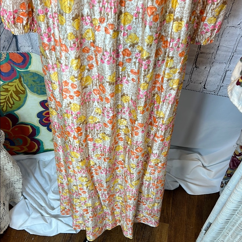VTG 70’s Floral Long Sleeve Night Gown M - Picture 5 of 5